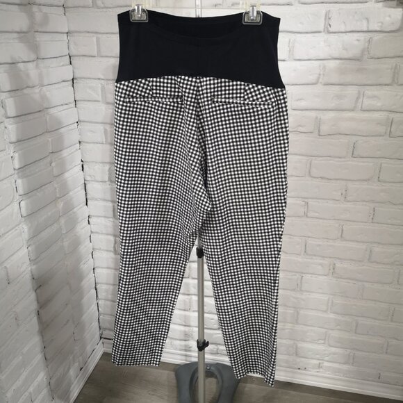 Old Navy Maternity Size 16 Black & White Checked Pull On Style Pixie Pants - Picture 2 of 11